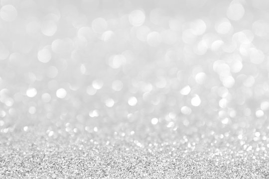 abstract background white Silver lights on christmas bokeh