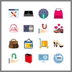 shopping icons set. mock, branding, shopper and eco graphic works