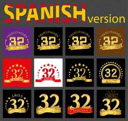 Spanish set of number thirty-two (32 years)