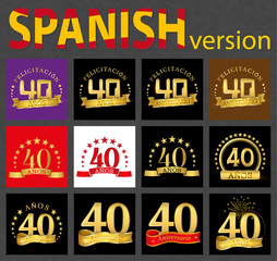 Spanish set of number forty (40 years)