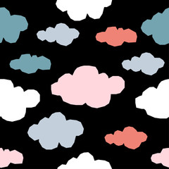 Abstract handmade seamless pattern. Childish craft wallpaper for birthday card, baby nappy, school party advertising, shop sale poster, holiday wrapping paper, textile, bag print, t shirt etc.