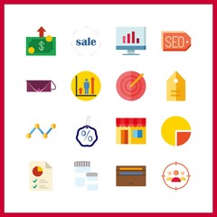 market icon. target and money vector icons in market set. Use this illustration for market works.