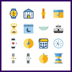 16 time icon. Vector illustration time set. watch and stopwatch icons for time works