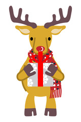 Reindeer holding the gift box - front view