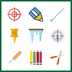 sharp icon. target and wire brush vector icons in sharp set. Use this illustration for sharp works.