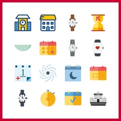 16 time icon. Vector illustration time set. watch and school icons for time works
