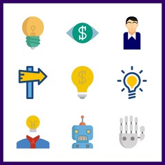 innovation icon. idea and mechanical arm vector icons in innovation set. Use this illustration for innovation works.