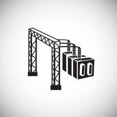 Power plant and lines on white background icon
