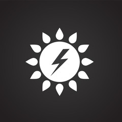 Solar power battery on black background icon