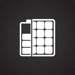 Solar power battery on black background icon