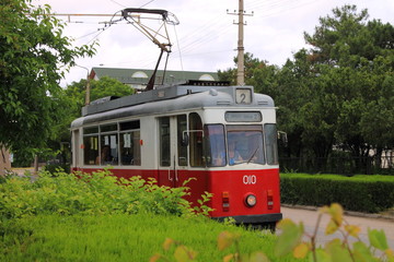 old tram in the resort town