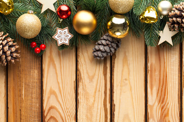 Christmas decoration on wooden background