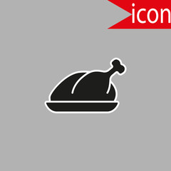Hot Chicken Turkey line Icon Thanksgiving Day