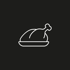 Vector Illustration Of Meal Symbol On Fried Chicken Outline. Premium Quality Isolated Grill Element In Trendy Flat Style.