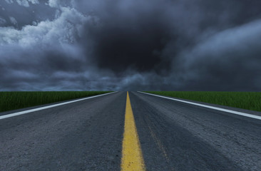 Scene of Asphalt road at night,3d rendering