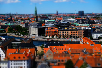 Fototapeta na wymiar Top view of Copenhagen. Miniature Effect.