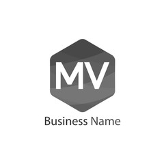 Initial Letter MV Logo Template Design