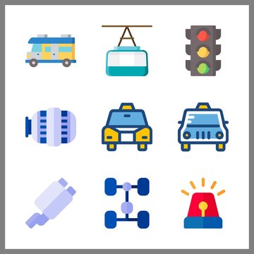 car icon. exhaust pipe and chassis vector icons in car set. Use this illustration for car works.