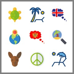 9 island icon. Vector illustration island set. iceland and tour icons for island works