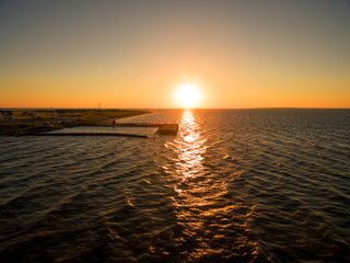 Beautiful Ocean Sunset - Drone/Aerial Photograph of Gulf Shores/Fort Morgan Alabama.  This area is known for its warm oceans and white sand beaches.  