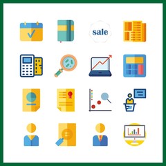 16 management icon. Vector illustration management set. file and stats icons for management works