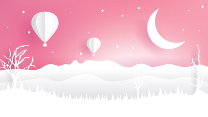 Valentine pink sky with balloon