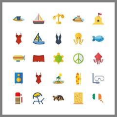 Obraz premium sea icons set. art, courage, alone and wave graphic works