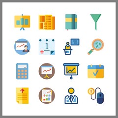 16 management icon. Vector illustration management set. user and calendar icons for management works
