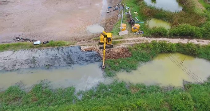 Drone view excavator working 1