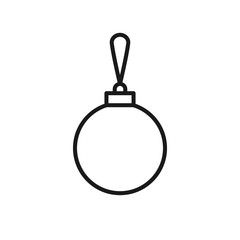 Black isolated outline icon of toy for christmas tree on white background. Line Icon of ball.