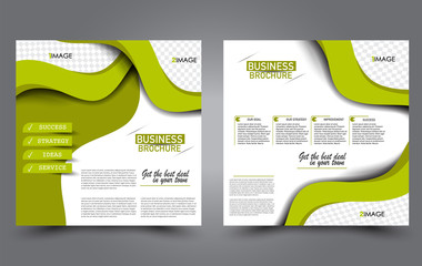 Square flyer template. Simple brochure design. For business and education. Vector illustration. Green color.