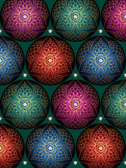 Christmas background from balls decorated with stones