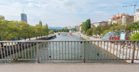 view of doonau river in vienna