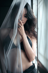 Fototapeta premium art concept portrait Young model asian girl