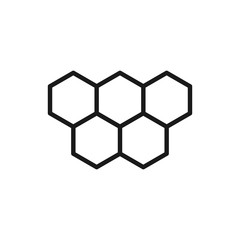 Black isolated outline icon of bee honeycomb on white background. Line Icon of honeycombs.