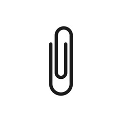 Obraz premium Black isolated icon of paper clip on white background. Silhouette of paper clip. Flat design.