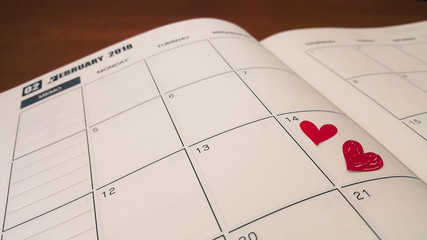 Valentine's Day Reminder on Calendar.