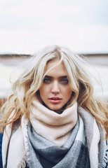 Street portrait of the blonde with beautiful eyes