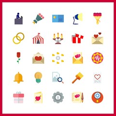 25 decor icon. Vector illustration decor set. light bulb and wedding invitation icons for decor works