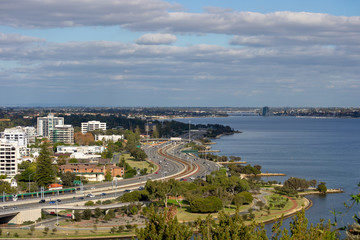 Landscape of Perth looking to the south from Kings park