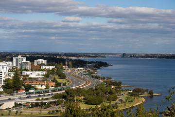 Fototapeta na wymiar Landscape of Perth looking to the south from Kings park