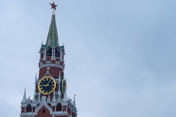 The Spasskaya Tower of the Kremlin in Moscow, Russia.