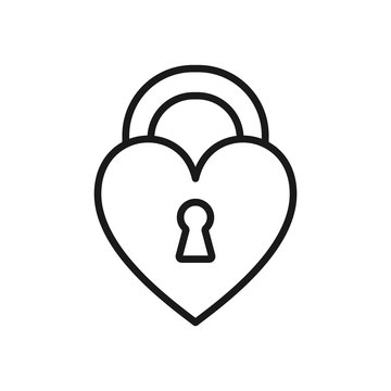 recommend clip art: Black isolated outline icon of heart shape lock on white background. Line Icon of closed heart shape lock.