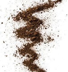 Dirty earth on white background. Natural soil texture