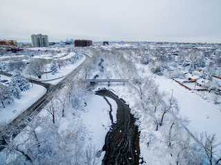 Snow covered Denver Colorado