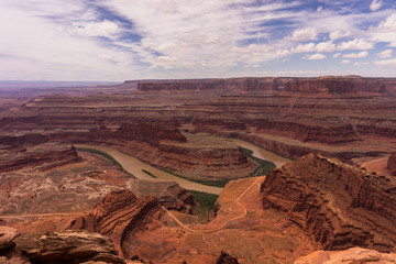 Majestic Desert Canyons and Colorado River From Dead Horse Point Overlook.  Near Moab, Utah