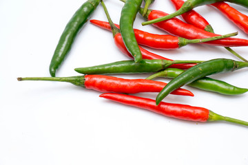 close up chili peppers isolated on white background