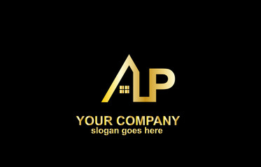 Real Estate Letter P Logo Design With a House Icon