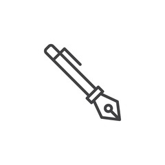 Ink fountain pen outline icon. linear style sign for mobile concept and web design. Writing simple line vector icon. Symbol, logo illustration. Pixel perfect vector graphics