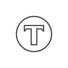 Basic font letter T outline icon. linear style sign for mobile concept and web design. Text simple line vector icon. Symbol, logo illustration. Pixel perfect vector graphics